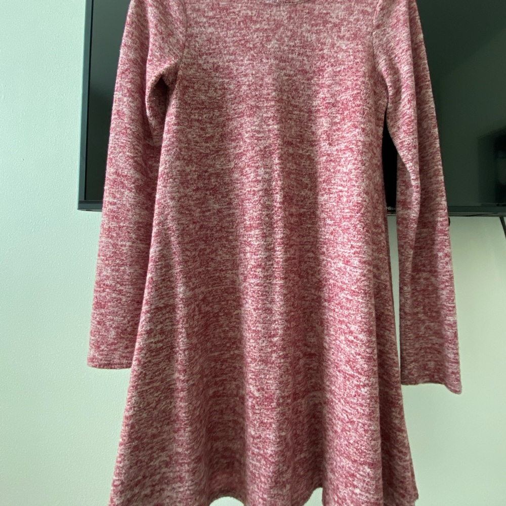 Fleece Dress, Fall Dress, Long sleeved dress, pink